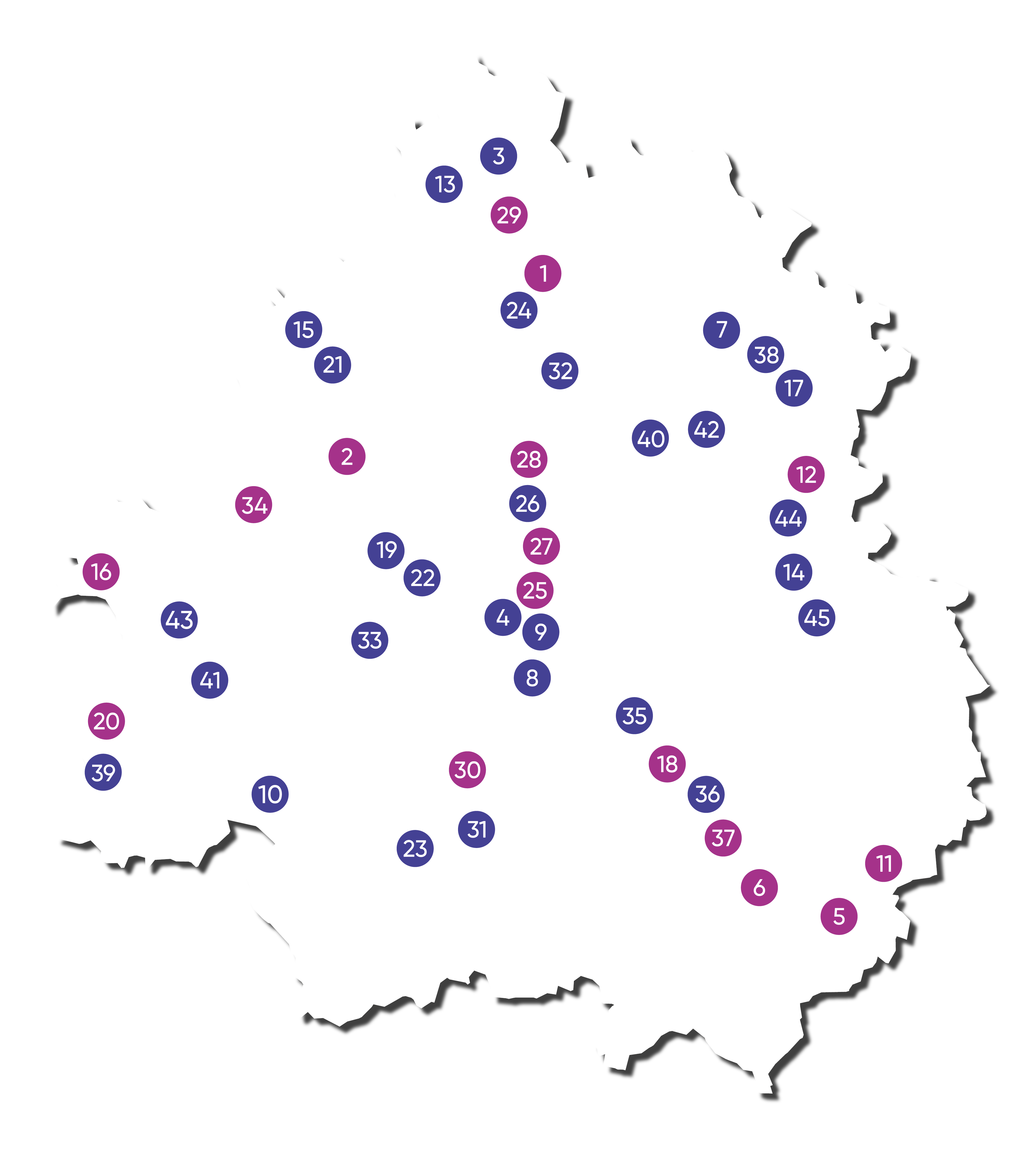 carte dordogne des 45 clubs